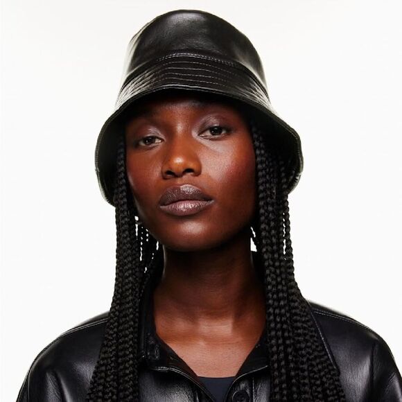 BABATON | Brown Faux Leather Bucket Hat - Picture 3 of 9